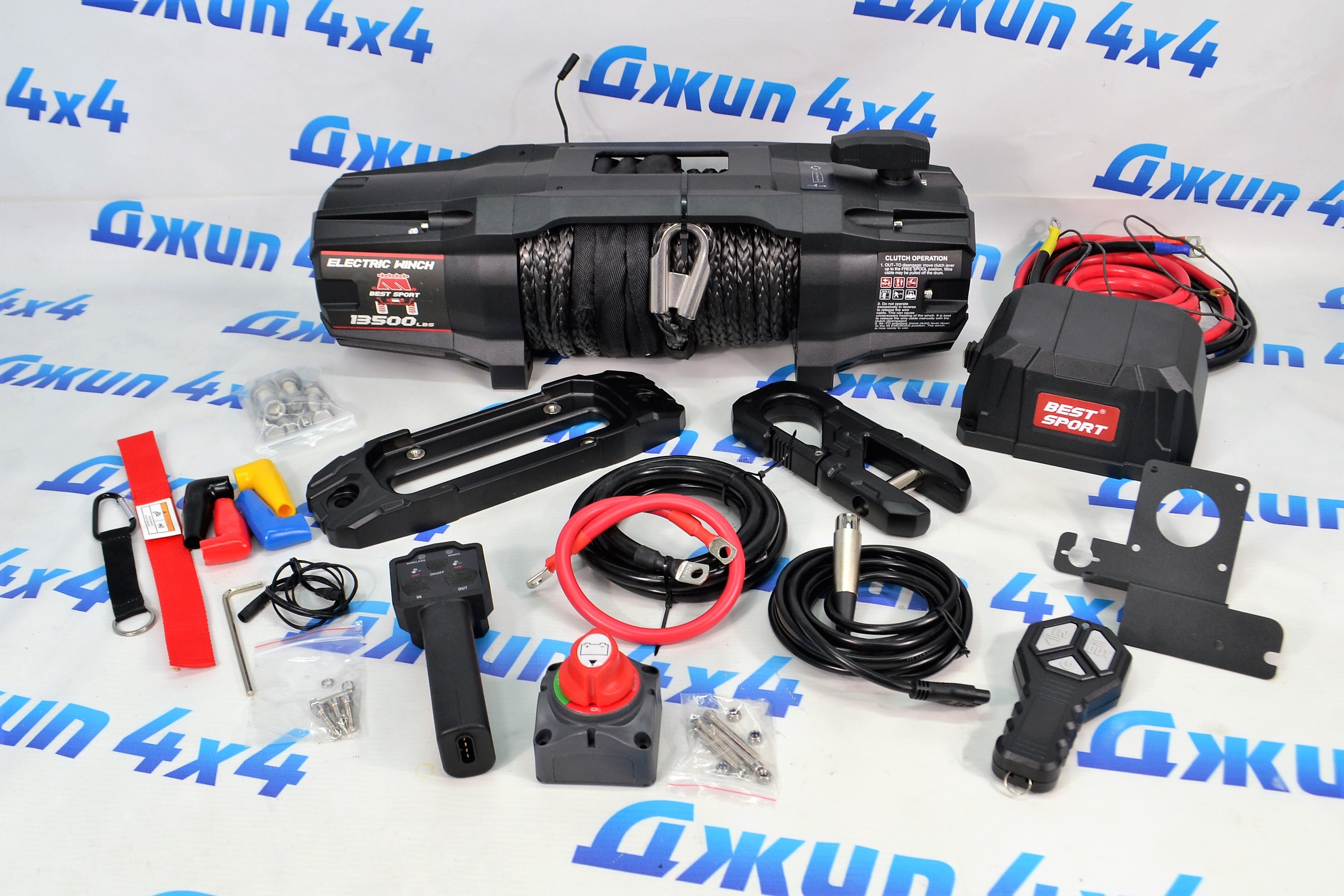 Лебедка автомобильная 13500 lbs/синтетический трос 25м/12V TR-13500-66808