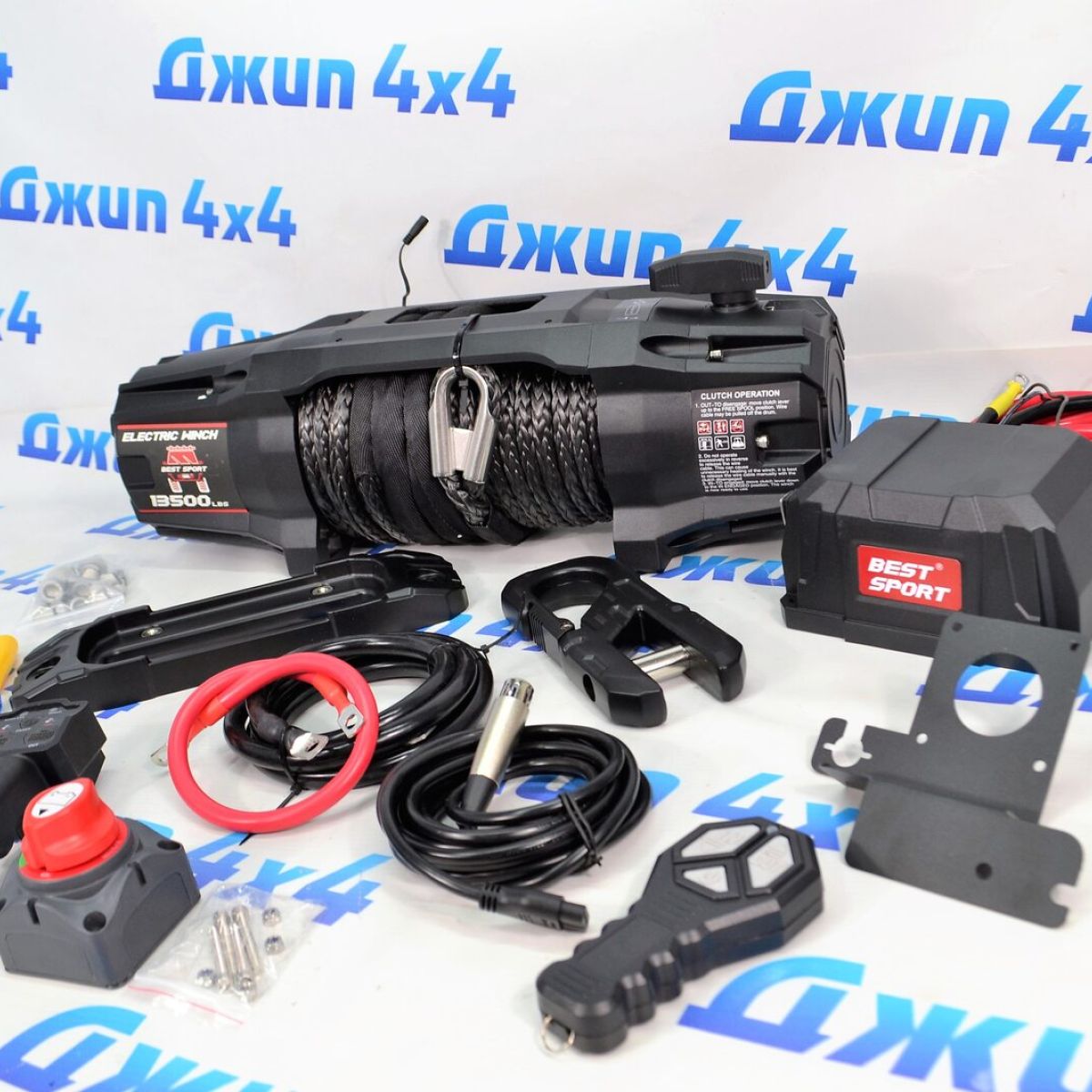 Лебедка автомобильная 13500 lbs/синтетический трос 25м/12V TR-13500-66808