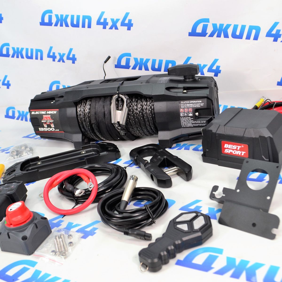 Лебедка автомобильная 13500 lbs/синтетический трос 25м/12V TR-13500-66808